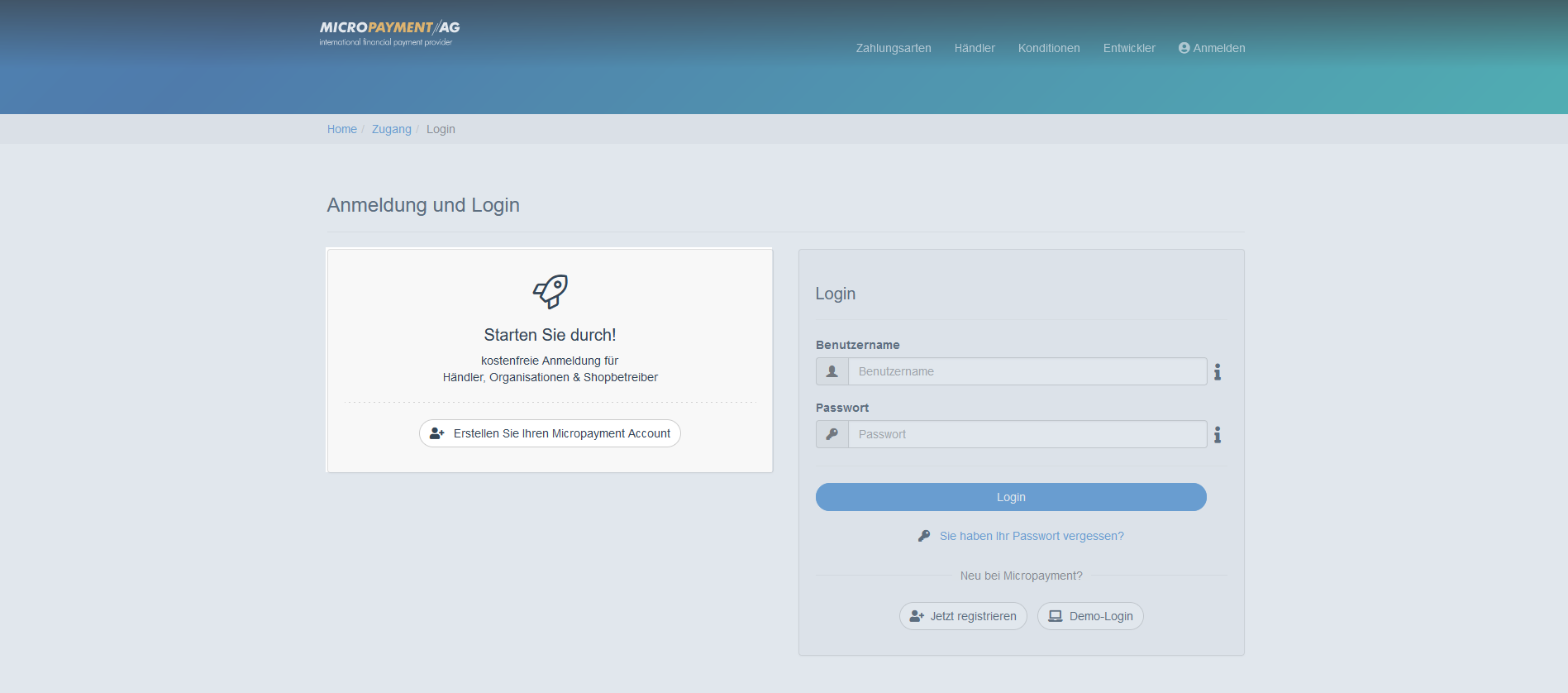 Registrierung Ihres Micropayment Accounts