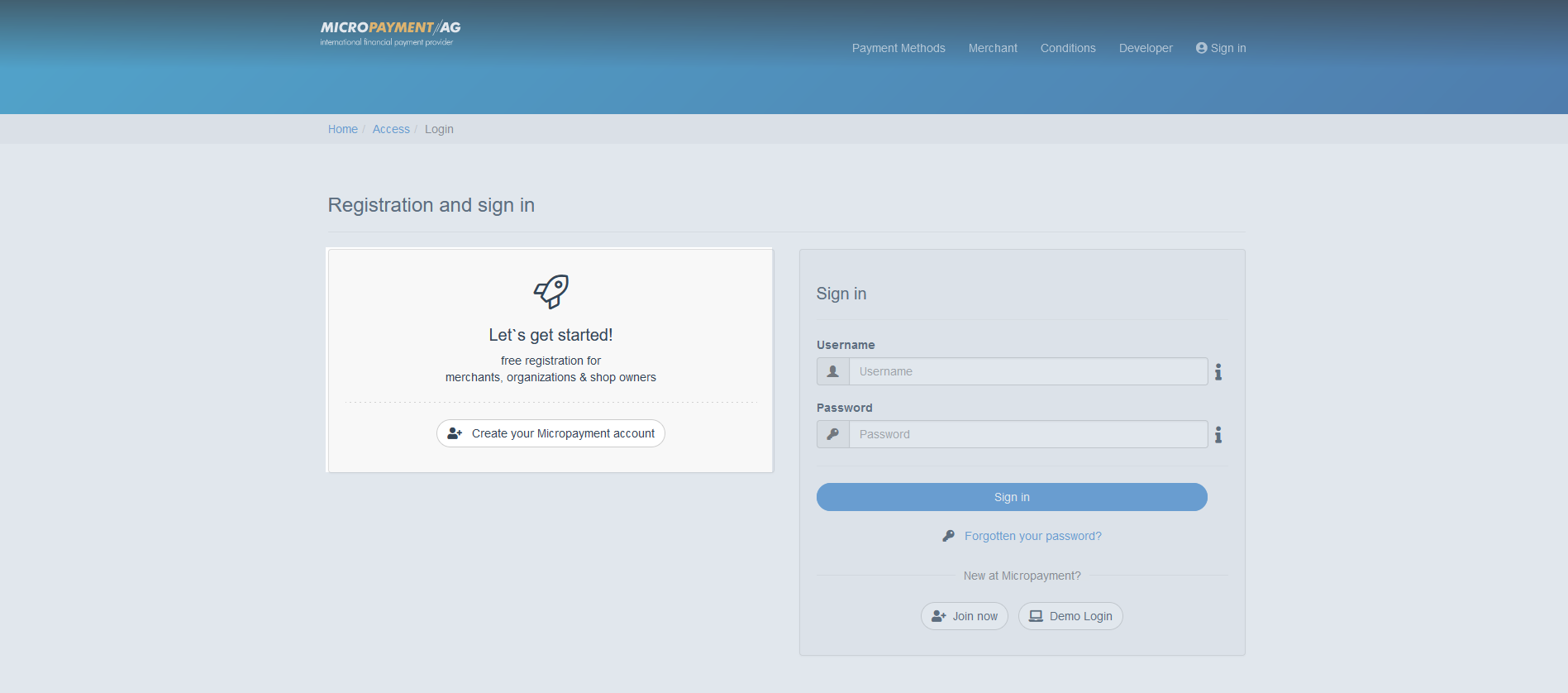 Registration of your Micropayment account