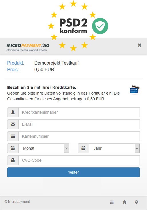 psd2 compliant payment window